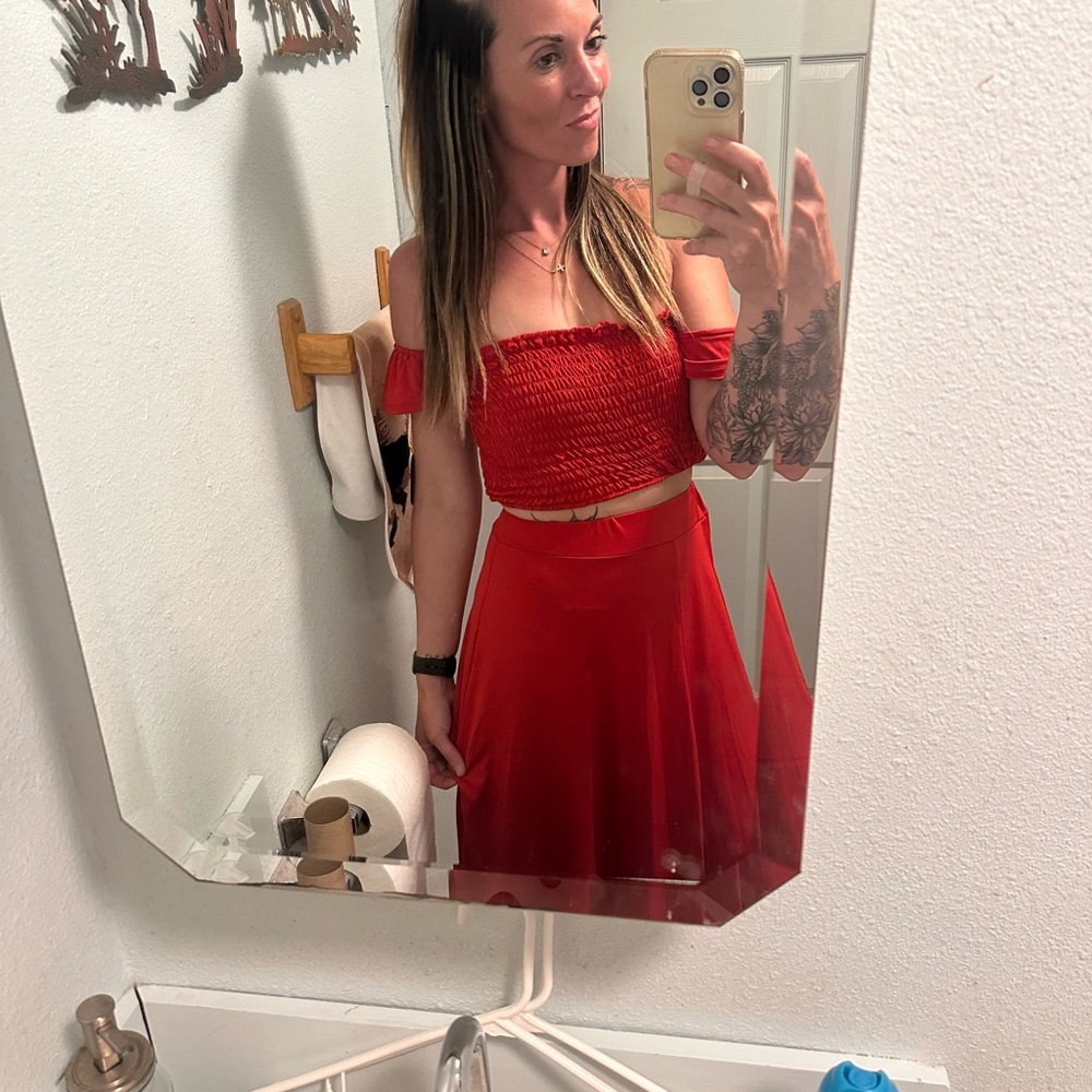 Elegant Red Off-Shoulder Dress